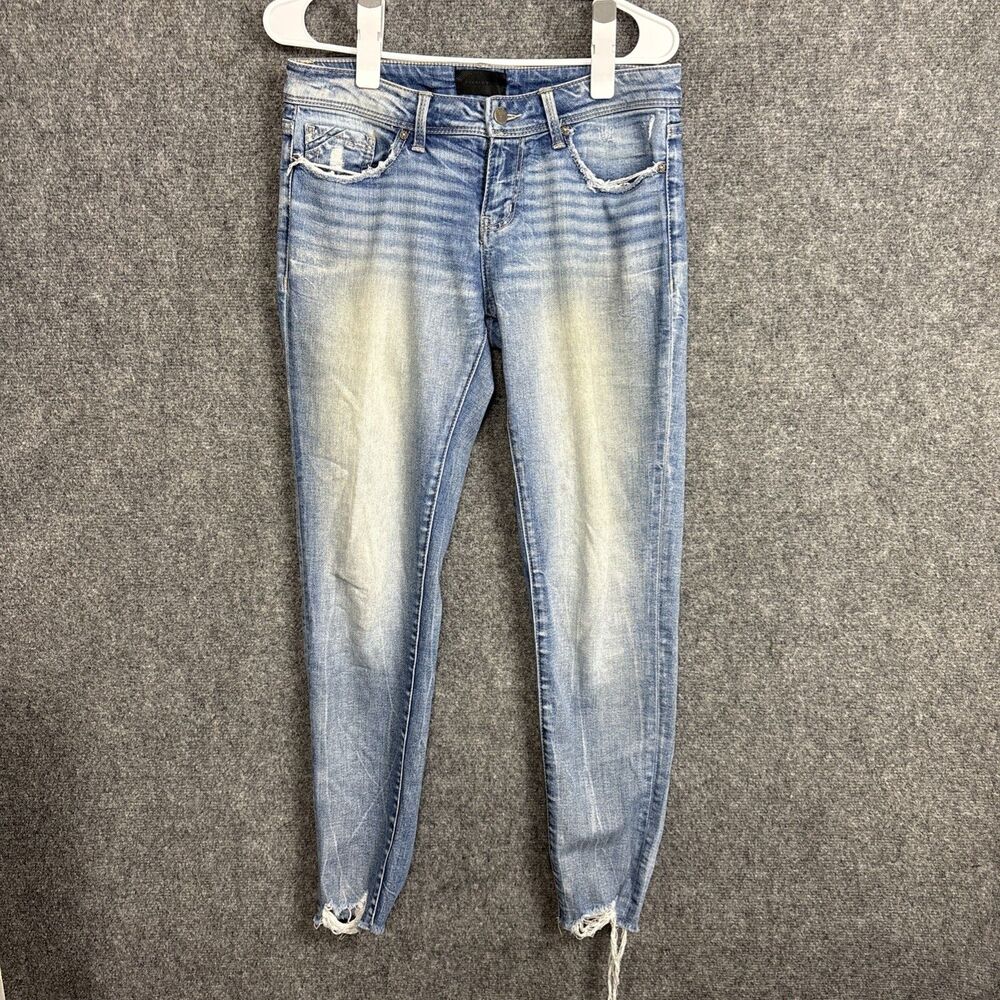 Buckle Black Fit No 23 Ankle Skinny Jeans Womens Size 27 Blue Raw Hem